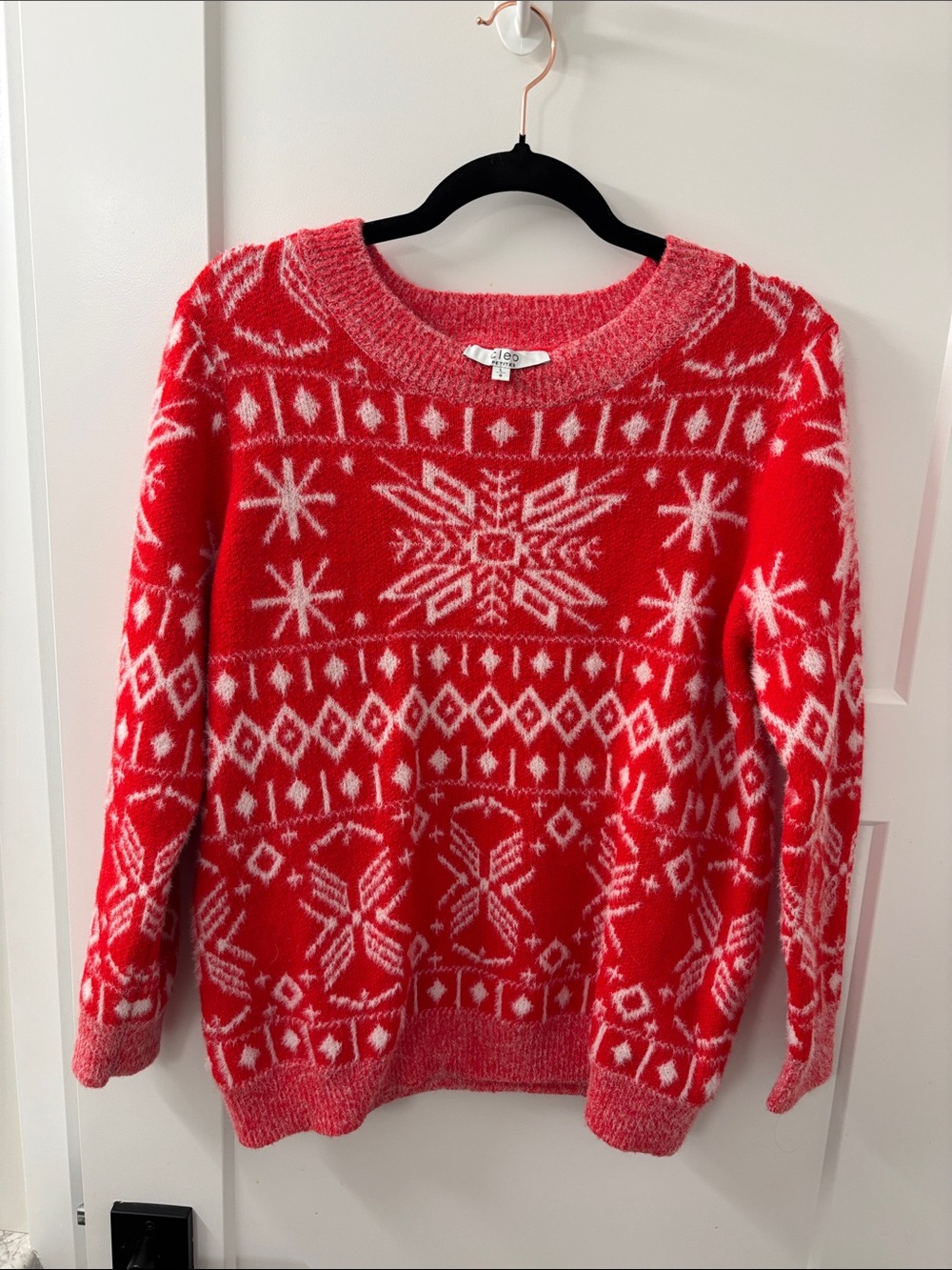 Cozy Red Fair Isle Crewneck Sweater purchased from Cleo